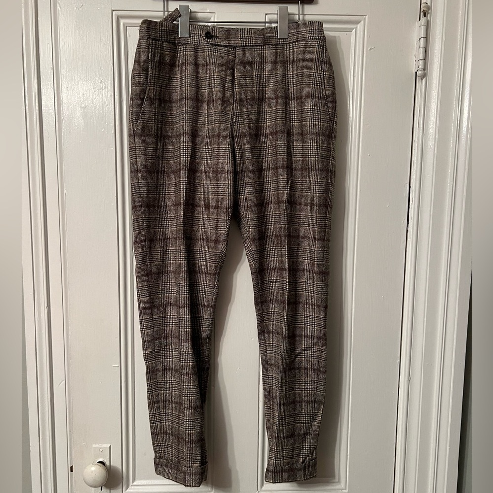 Berwich Plaid Grey and Tan Trousers